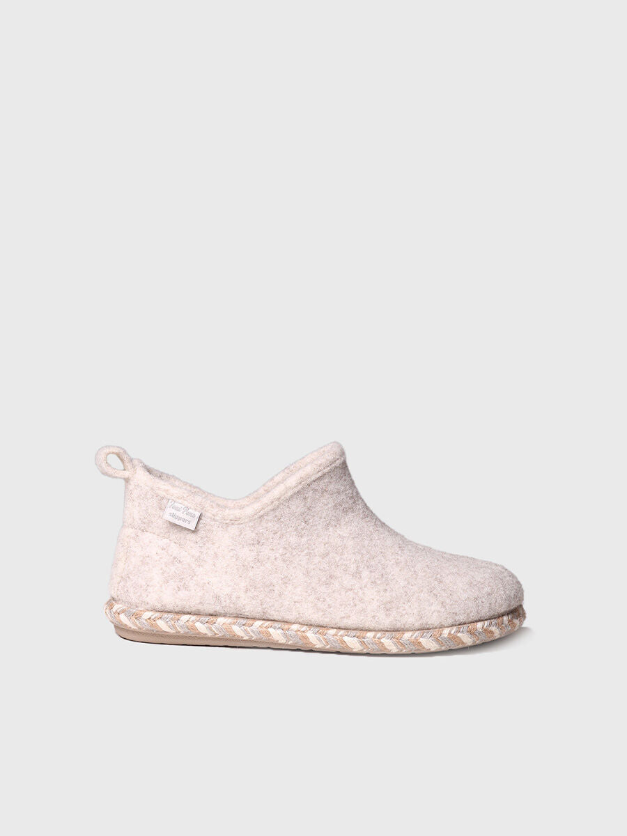 Women's Slipper in Felt in Ecru - DUNA-FP-ECRU