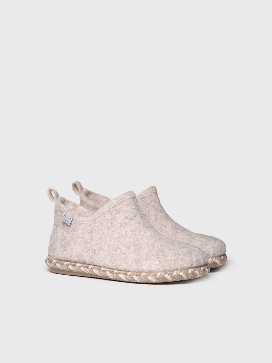 Women's Slipper in Felt in Ecru - DUNA-FP-ECRU