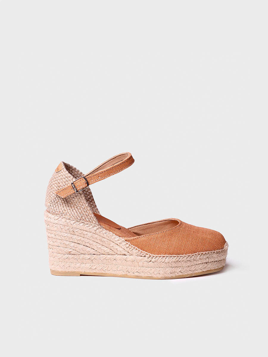 Women's linen wedge espadrilles - LAIA-NT-TAN