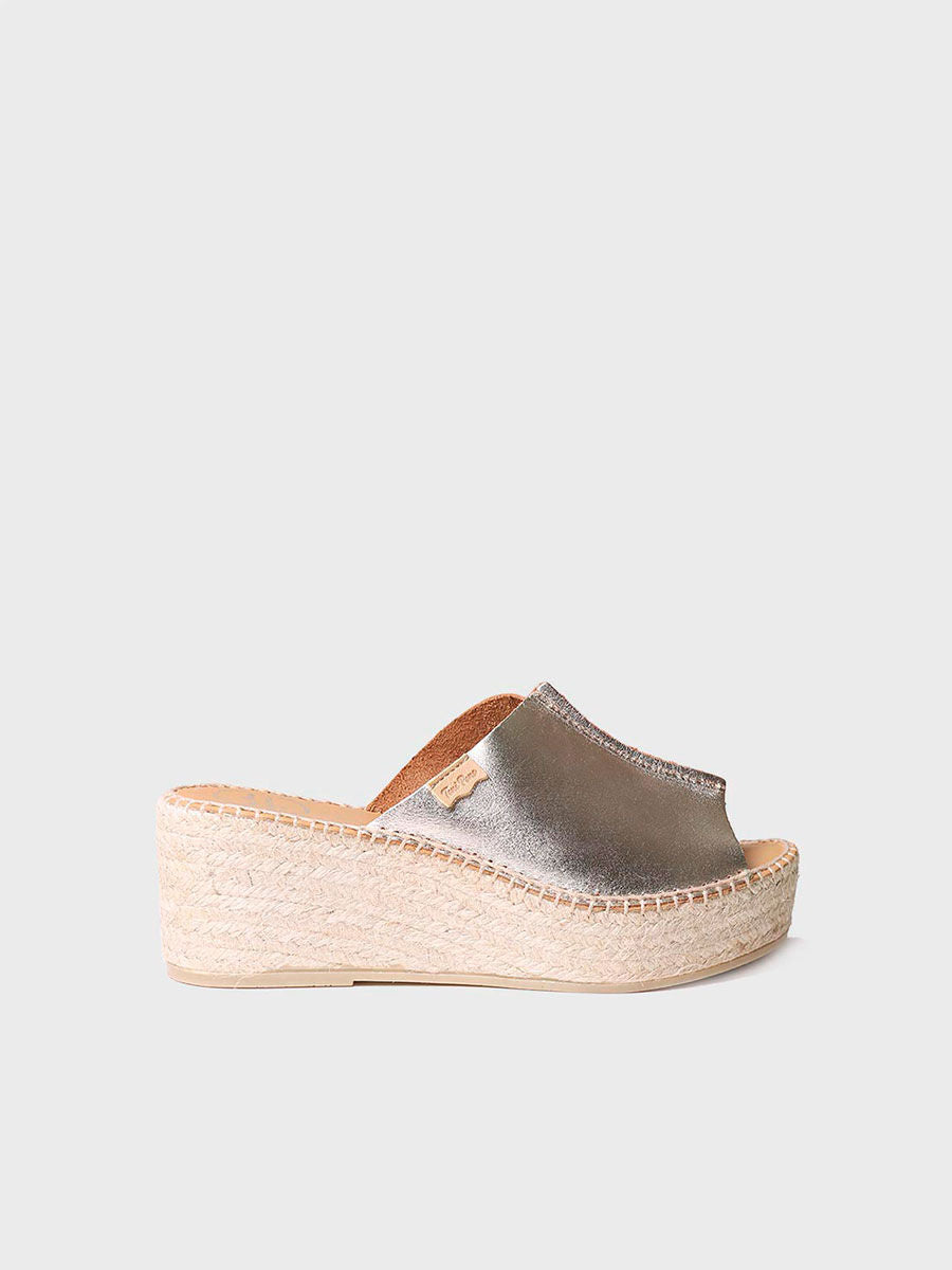 Women's leather espadrilles - IVONNE-PLATINUM