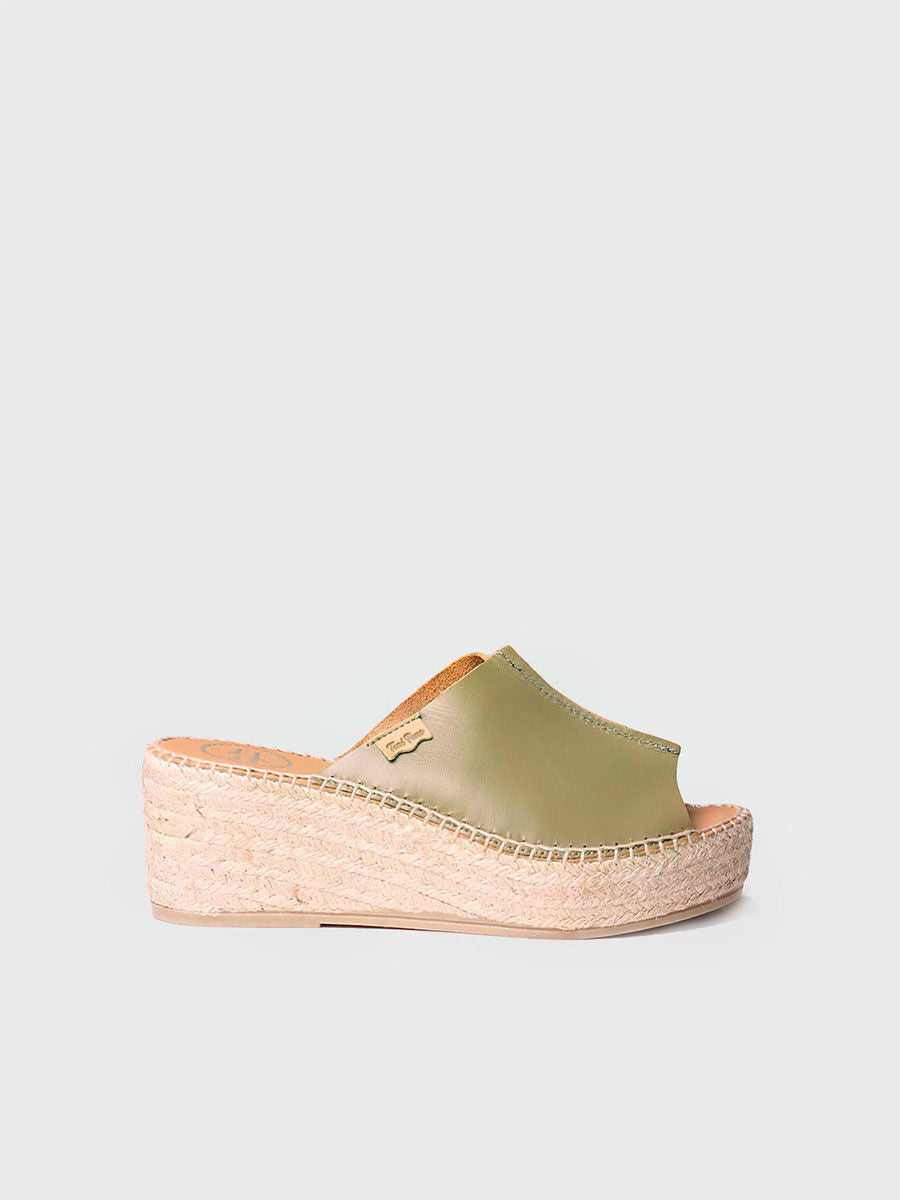 Women's leather espadrilles - IVONNE-KHAKI