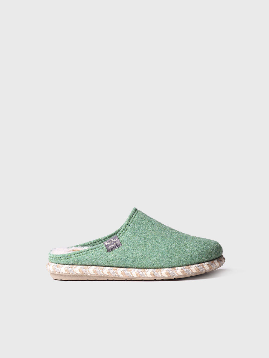 Women's Slippers in Felt in Mint - DELI-FP-MINT