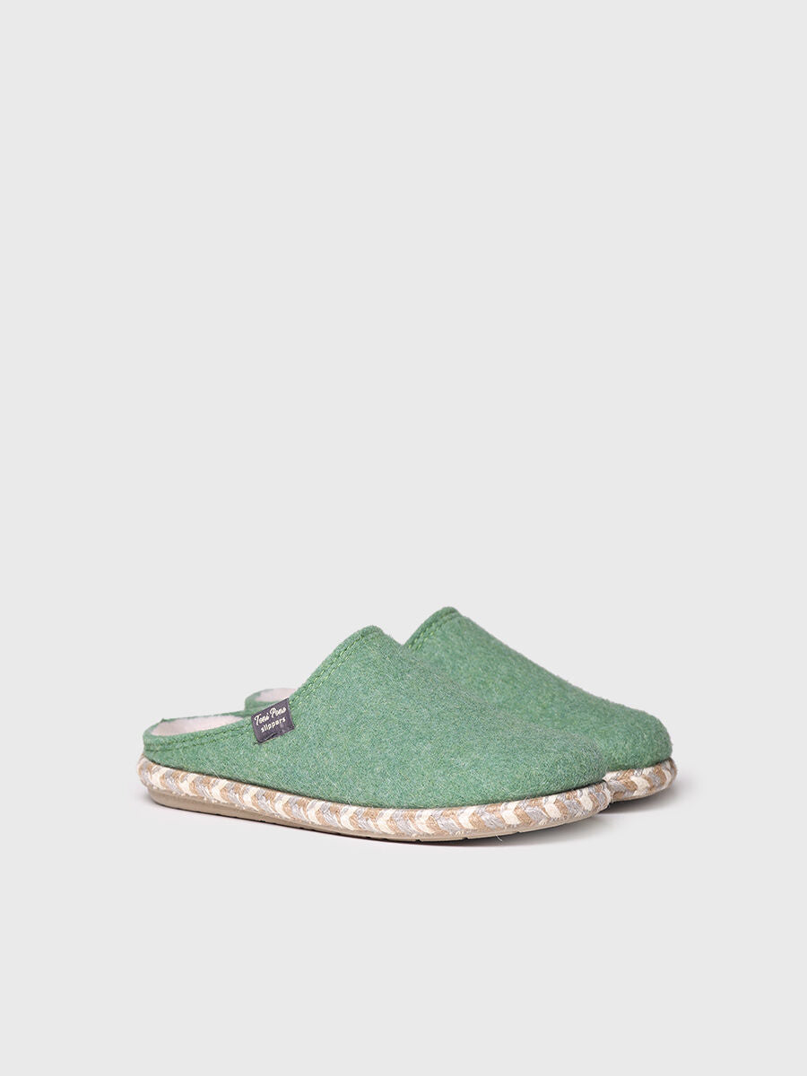 Women's Slippers in Felt in Mint - DELI-FP-MINT