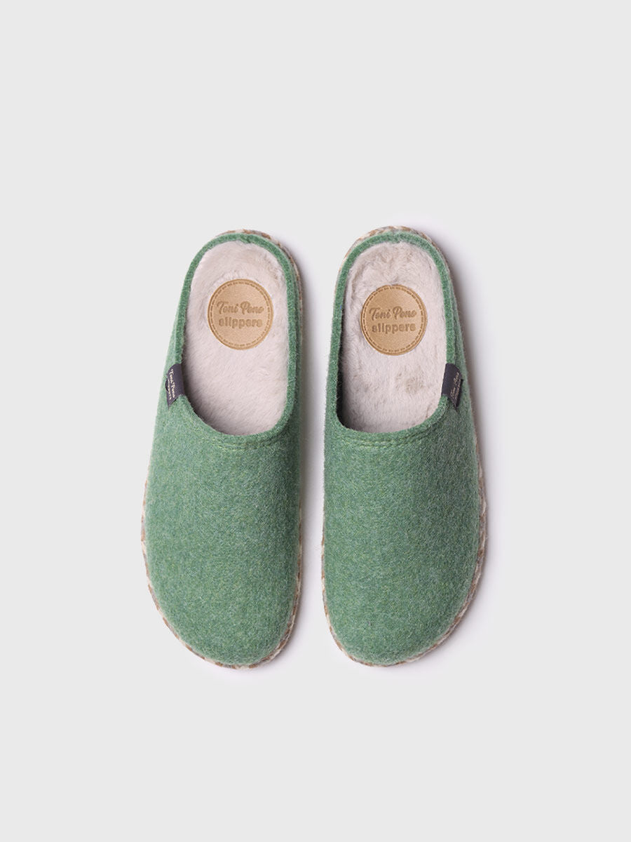 Women's Slippers in Felt in Mint - DELI-FP-MINT