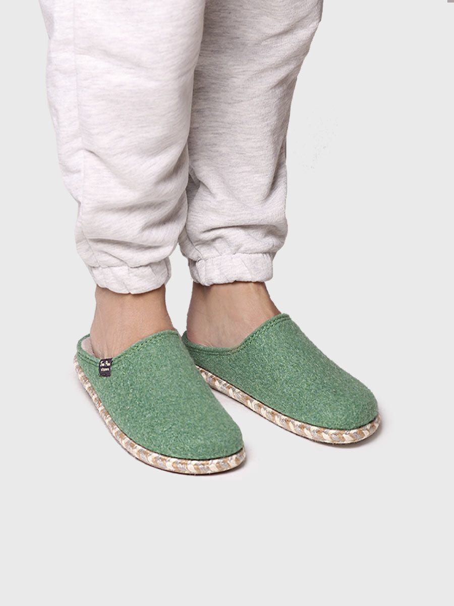 Women's Slippers in Felt in Mint - DELI-FP-MINT