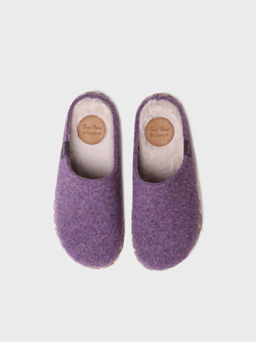 Women's slippers in felt in Purple - DELI-FP-PURPLE