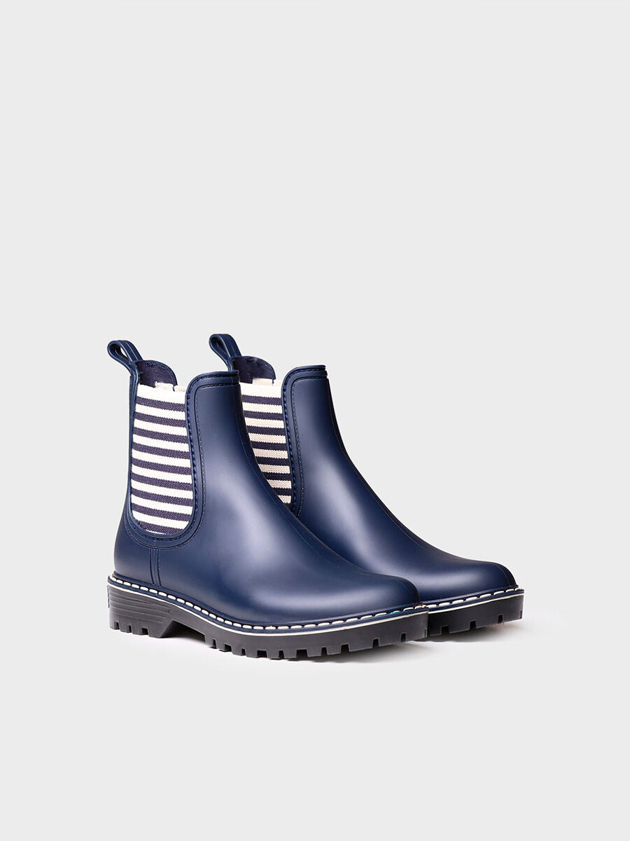 Women's Rain Ankle Boots in ecru-navy - CORBIN-ECRU-NAVY