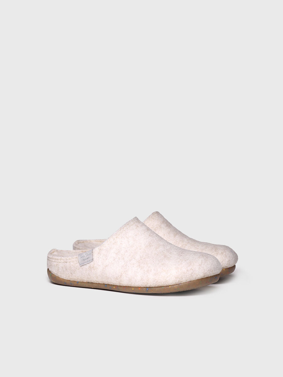 Women's clog-style shoe made from recycled felt in Raw - MONA-FR-ECRU