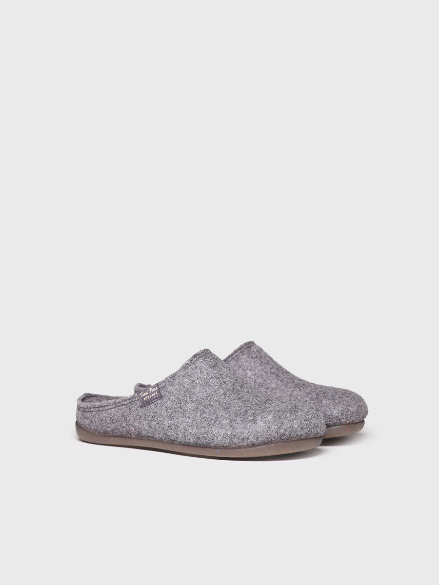 Women's clog-style slipper made from recycled felt in Grey - MONA-FR-GREY