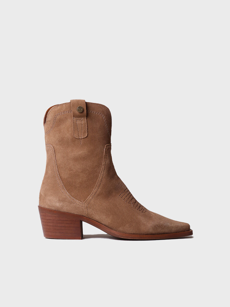 Women's Ankle boot in Suede in Coffee - IRENE-SY-COFFEE