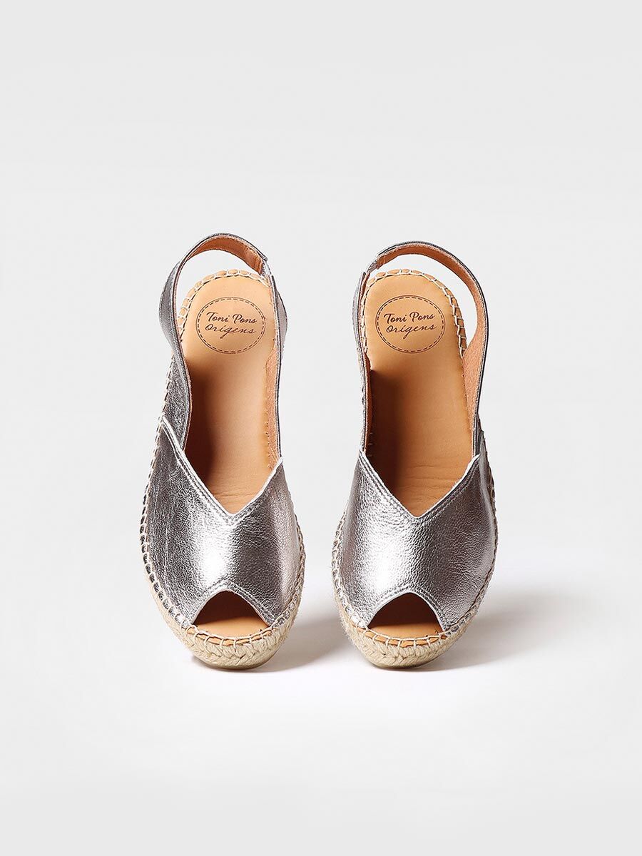 Wedge espadrilles in leather - BERNIA-P-SILVER