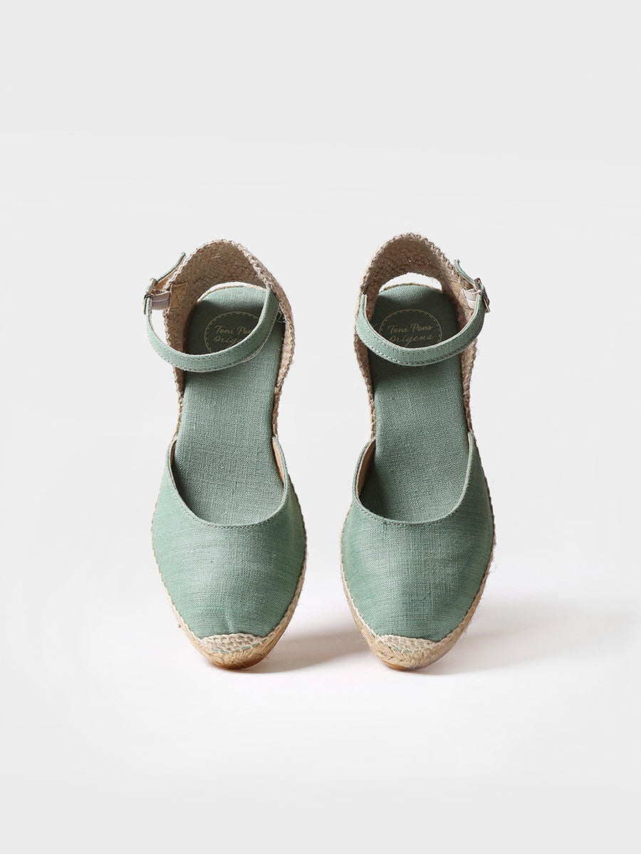 Jute wedge espadrilles with buckle - CALDES-MINT