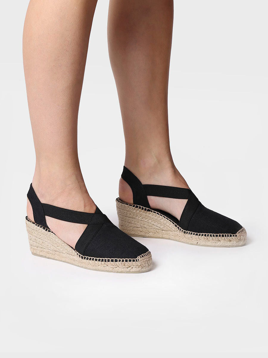 Medium wedge vegan espadrilles - TER-BLACK