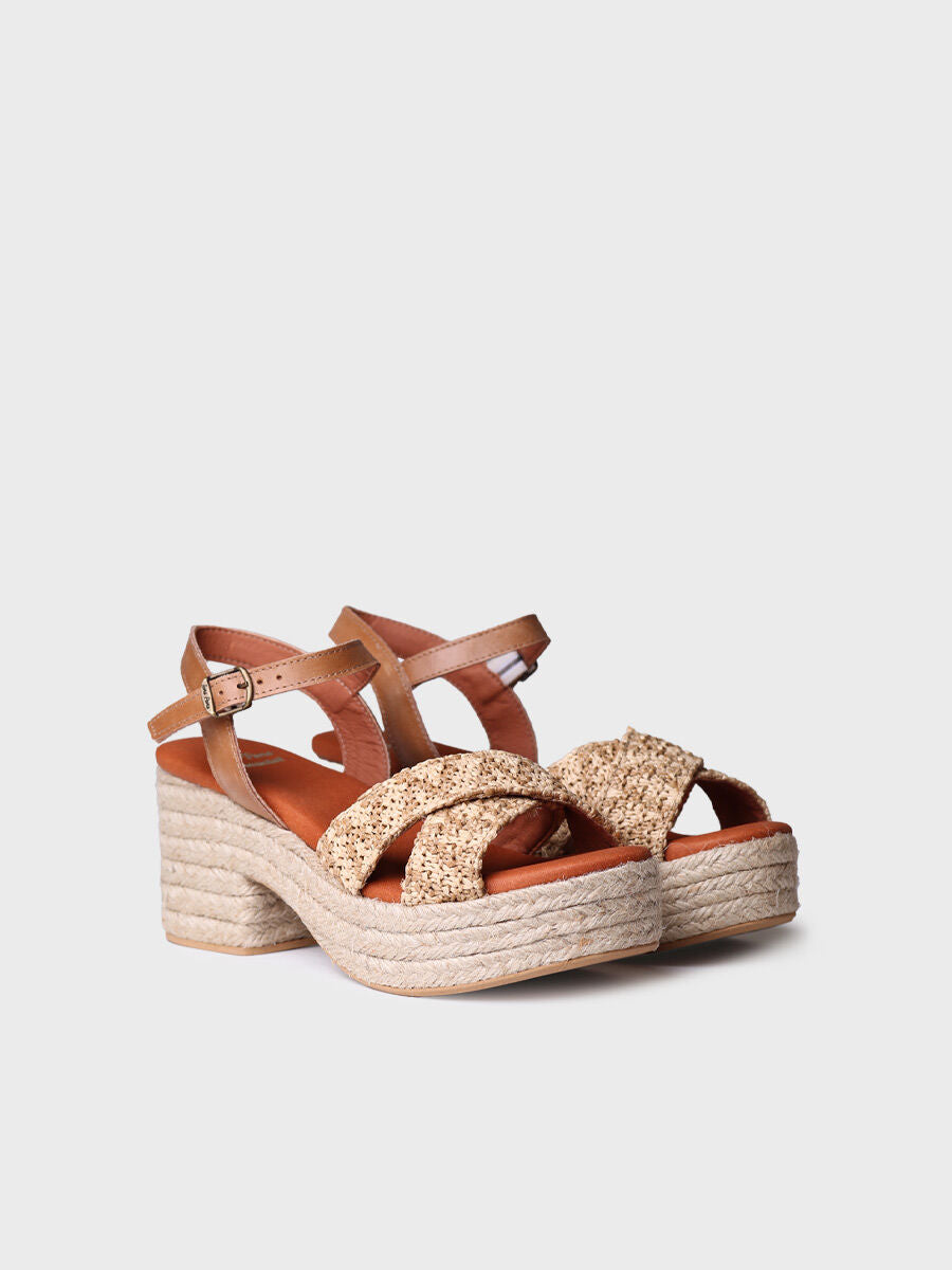 Women's wide open heel espadrilles - ATENES-NATURAL