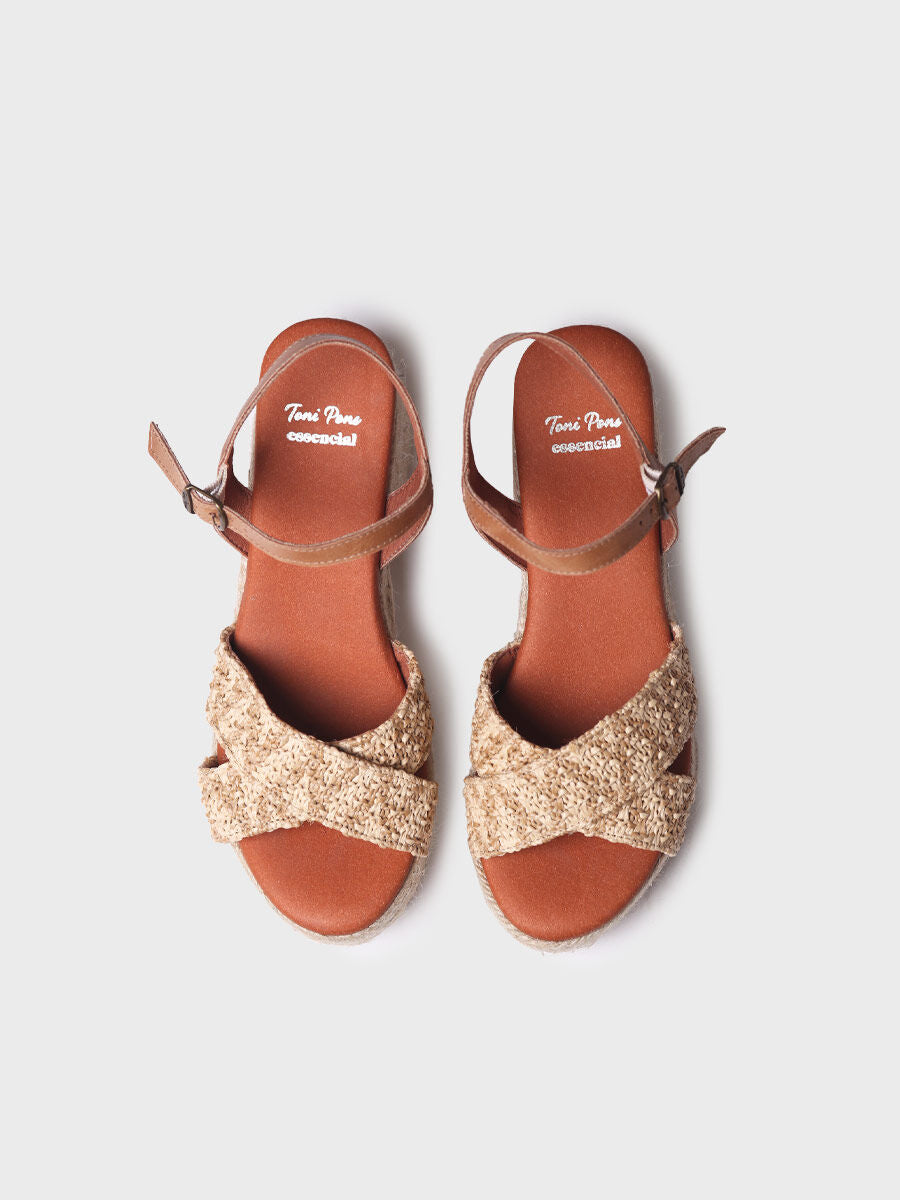 Women's wide open heel espadrilles - ATENES-NATURAL