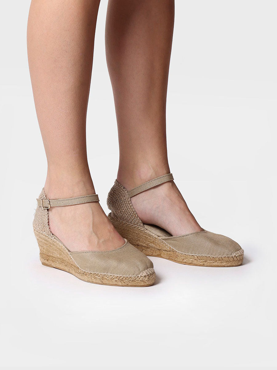 Jute wedge espadrilles with buckle - CALDES-STONE