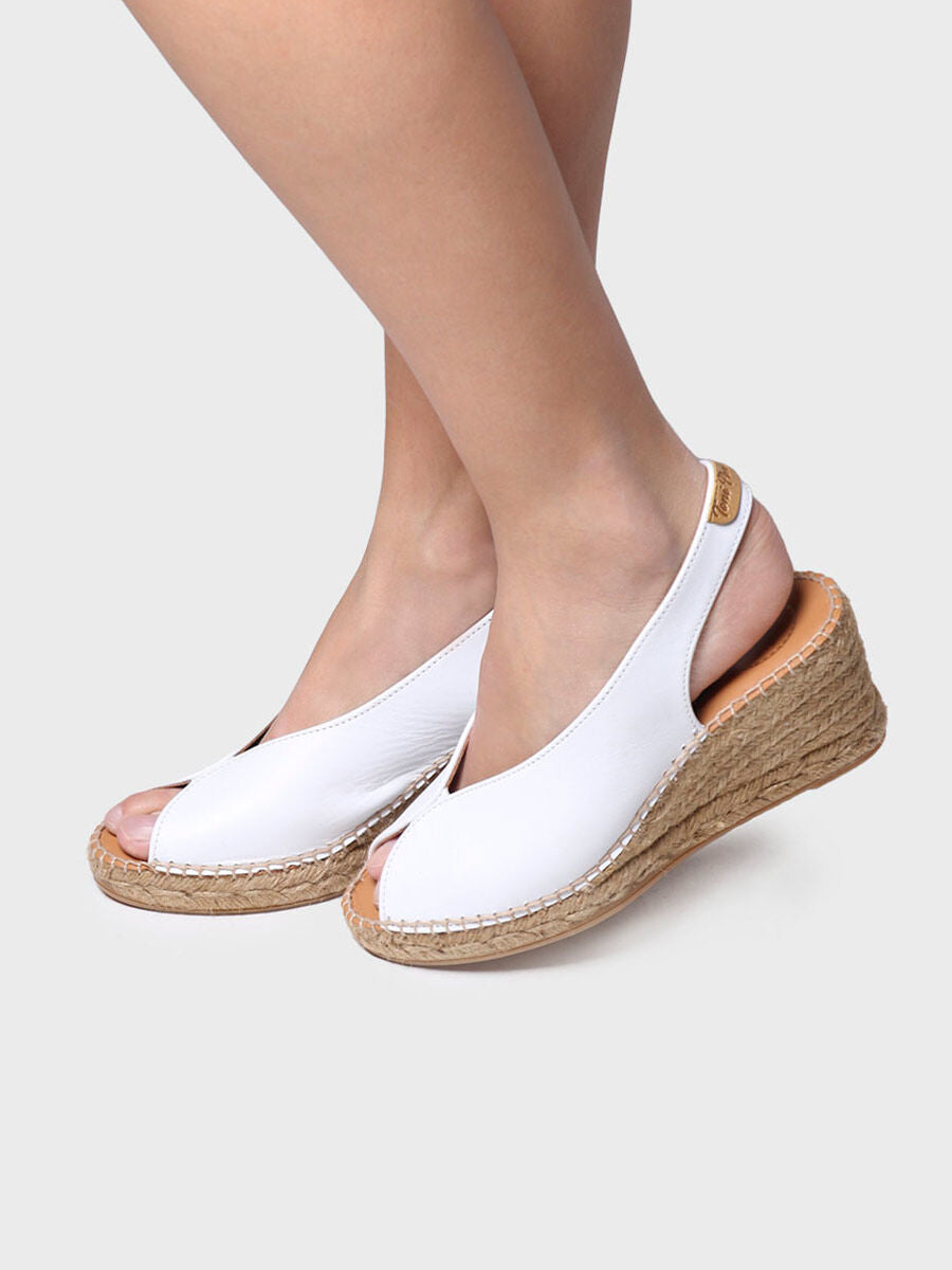 Wedge espadrilles peep toe style - LAILA-P-WHITE