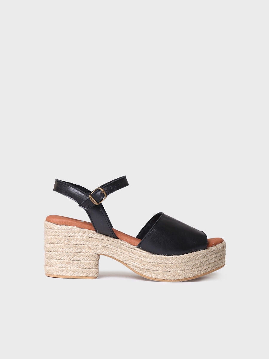 Women's espadrilles with wide heel - ADRIANA-BLACK