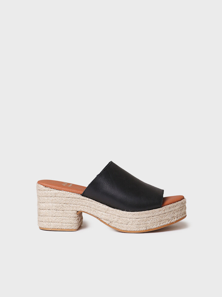 Leather espadrilles with wide heel - ANDREA-BLACK