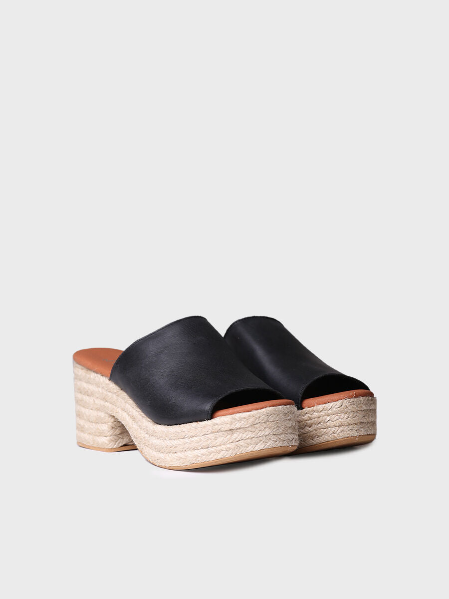 Leather espadrilles with wide heel - ANDREA-BLACK