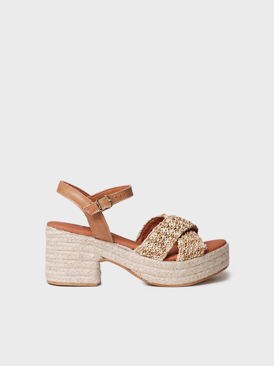 Women's wide open heel espadrilles - ATENES-NATURAL