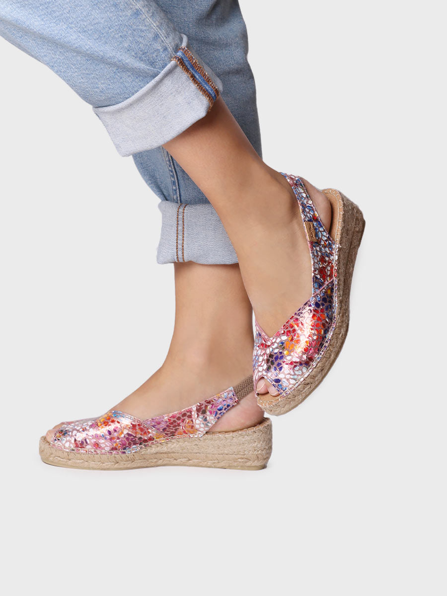 Wedge espadrilles in leather - BERNIA-PM-MULTI MOSAIC