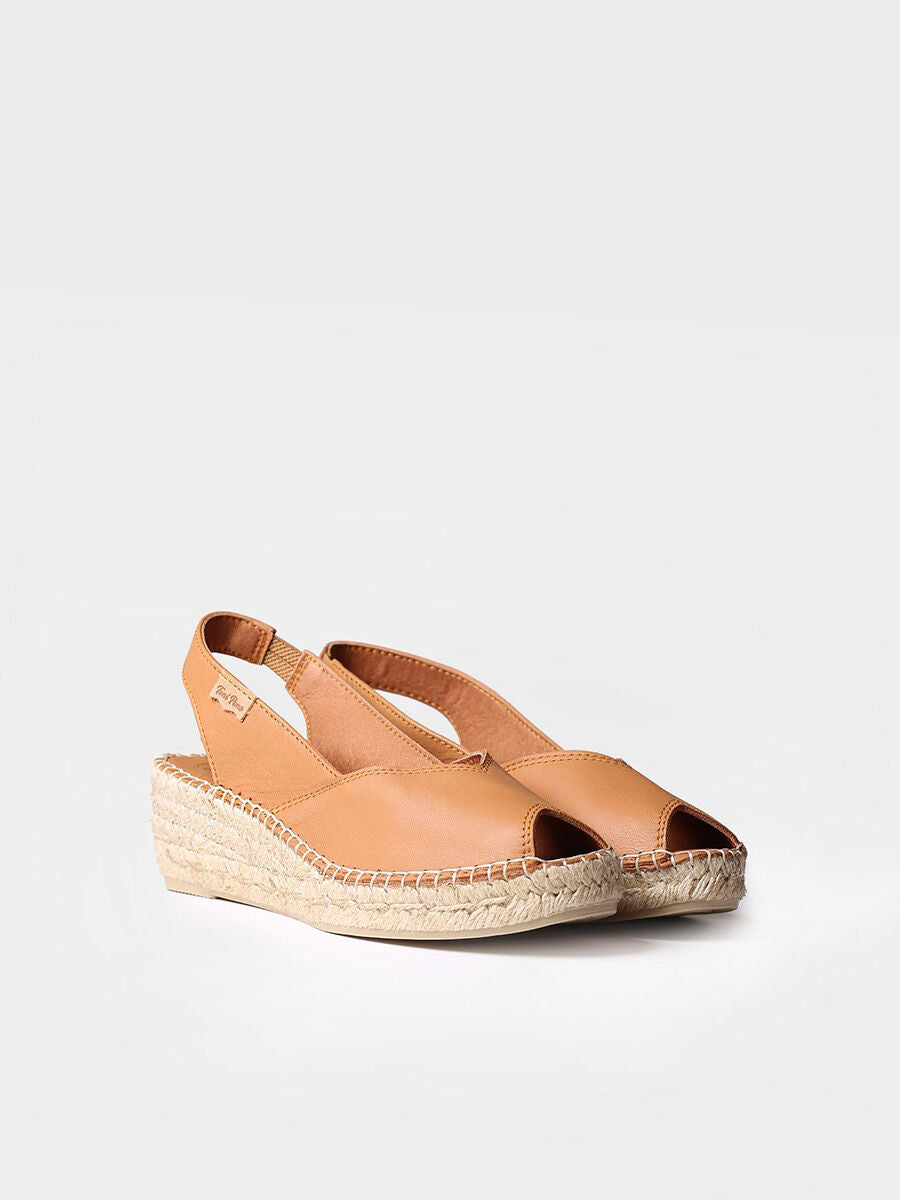 Wedge espadrilles in leather - BERNIA-P-TAN