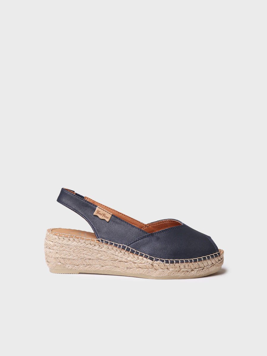 Wedge espadrilles in leather - BERNIA-P-NAVY