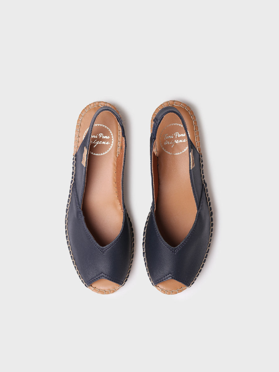 Wedge espadrilles in leather - BERNIA-P-NAVY