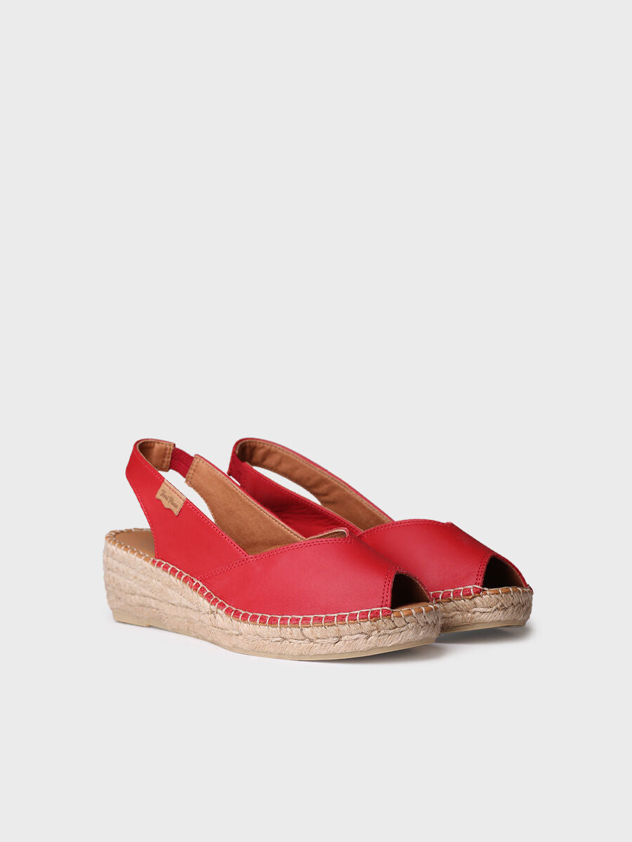 Wedge espadrilles in leather - BERNIA-P-RED