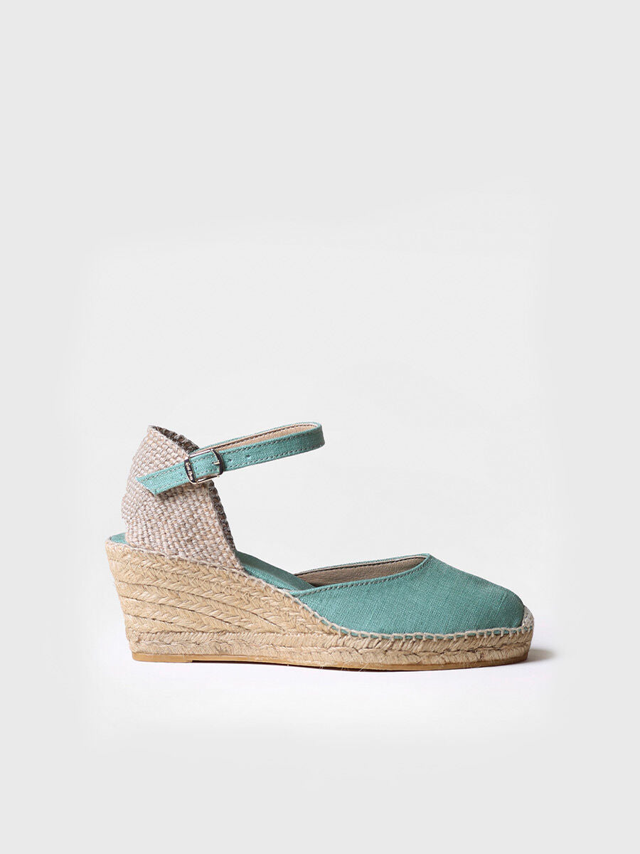 Jute wedge espadrilles with buckle - CALDES-MINT