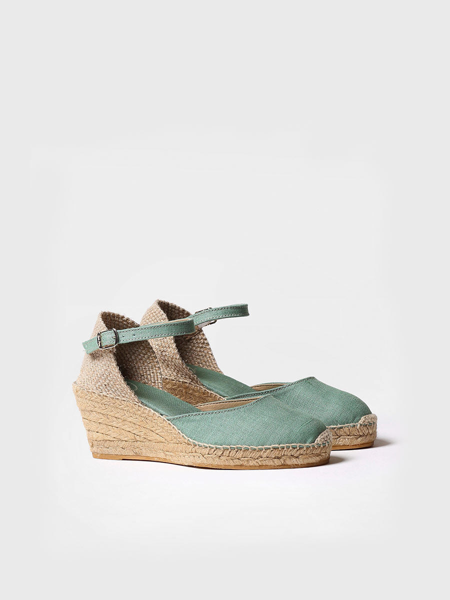 Jute wedge espadrilles with buckle - CALDES-MINT