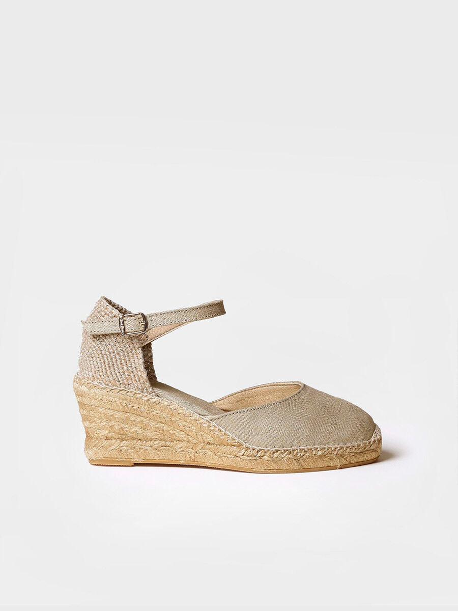 Jute wedge espadrilles with buckle - CALDES-STONE