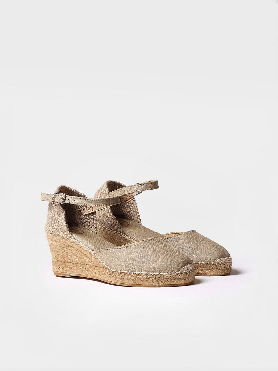 Jute wedge espadrilles with buckle - CALDES-STONE