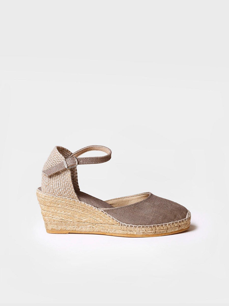 Jute wedge espadrilles with buckle - CALDES-TAUPE