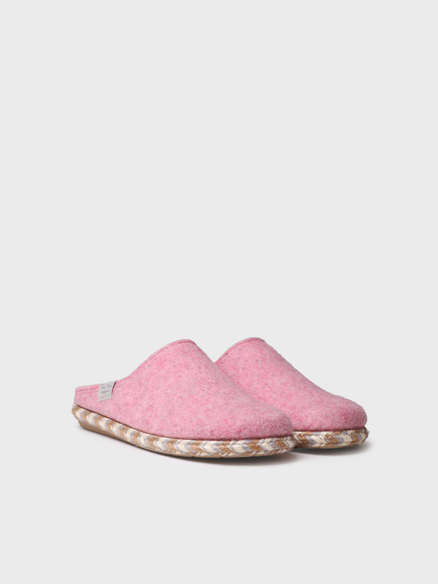 Women's slippers in felt in Pink - DELI-FP-PINK