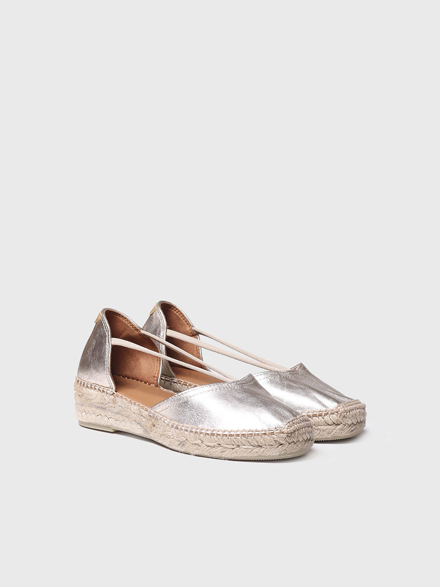 Women's suede espadrilles with straps - ERLA-P-PLATINUM