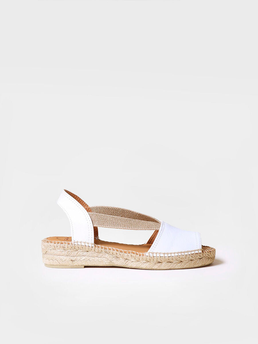 Flat leather sandal with elastics - ETNA-WHITE