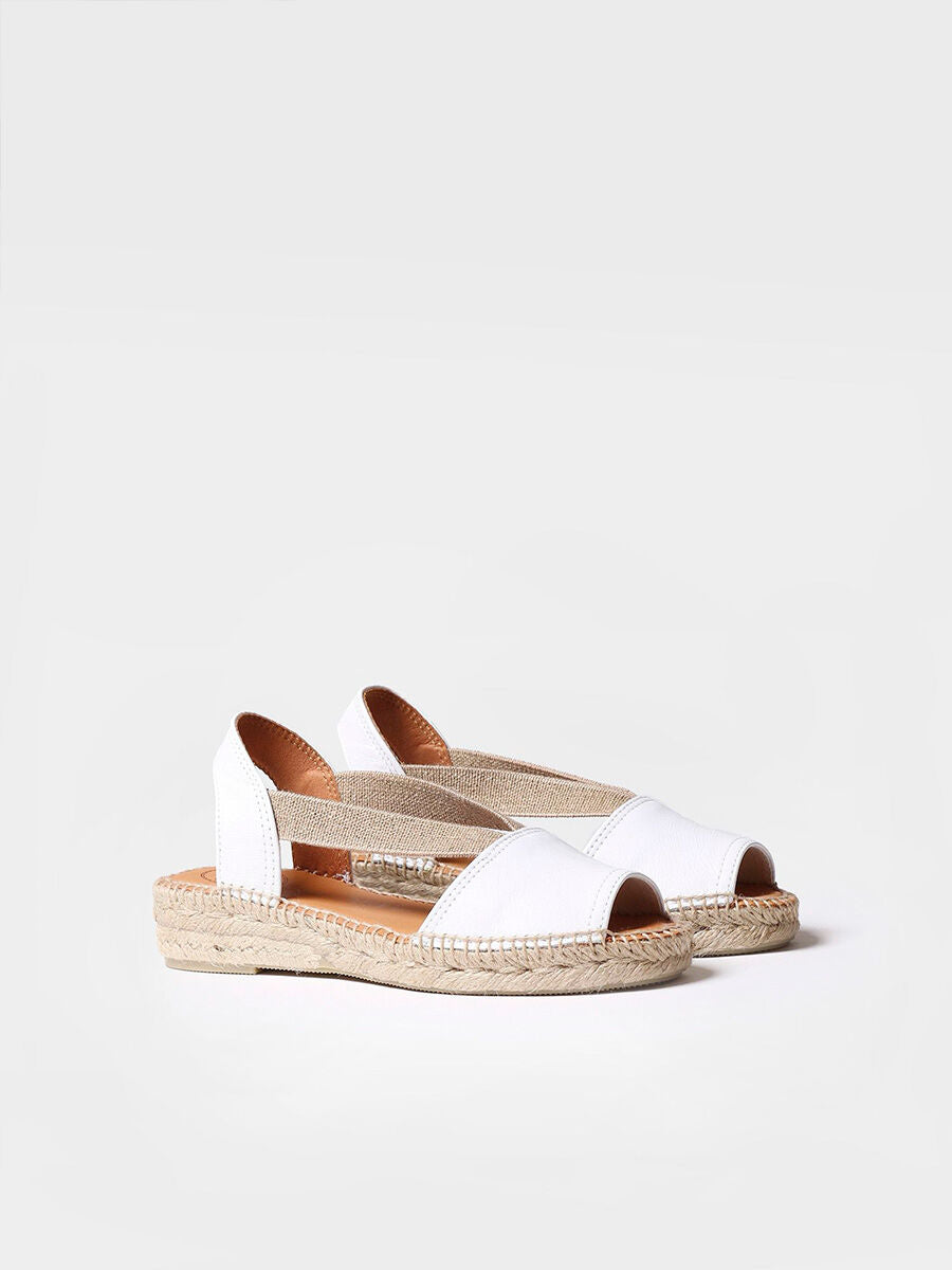 Flat leather sandal with elastics - ETNA-WHITE