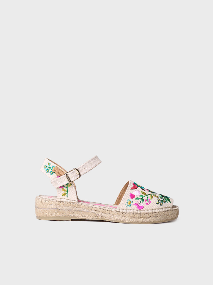 Women's flat sandal with MULTIcoloured embroidery - GARBET-FLORAL