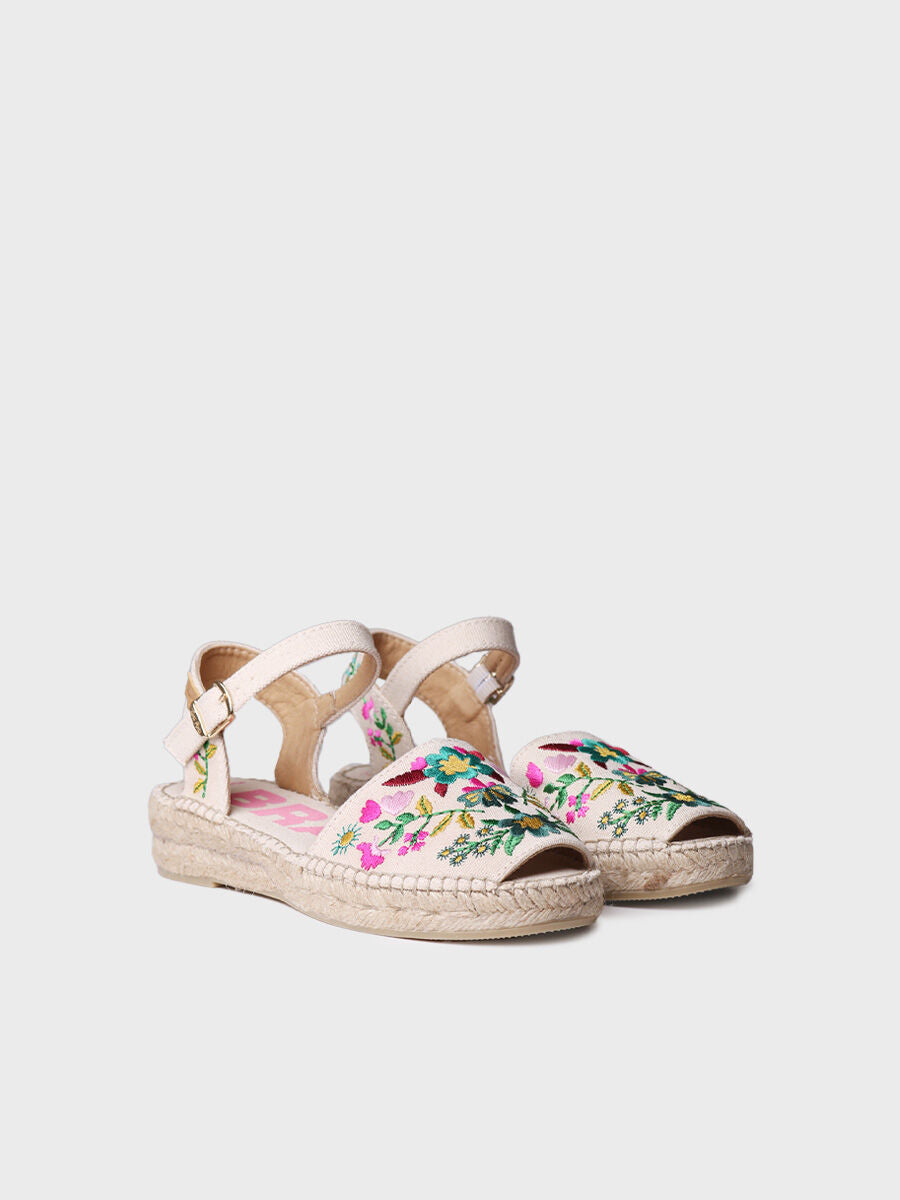 Women's flat sandal with MULTIcoloured embroidery - GARBET-FLORAL