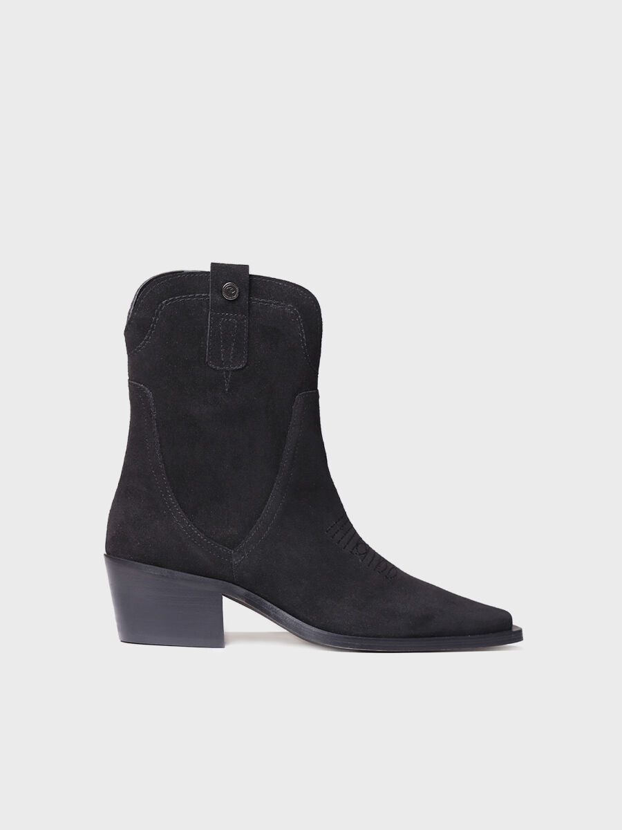 Women's Ankle boot in Suede in Black - IRENE-SY-BLACK