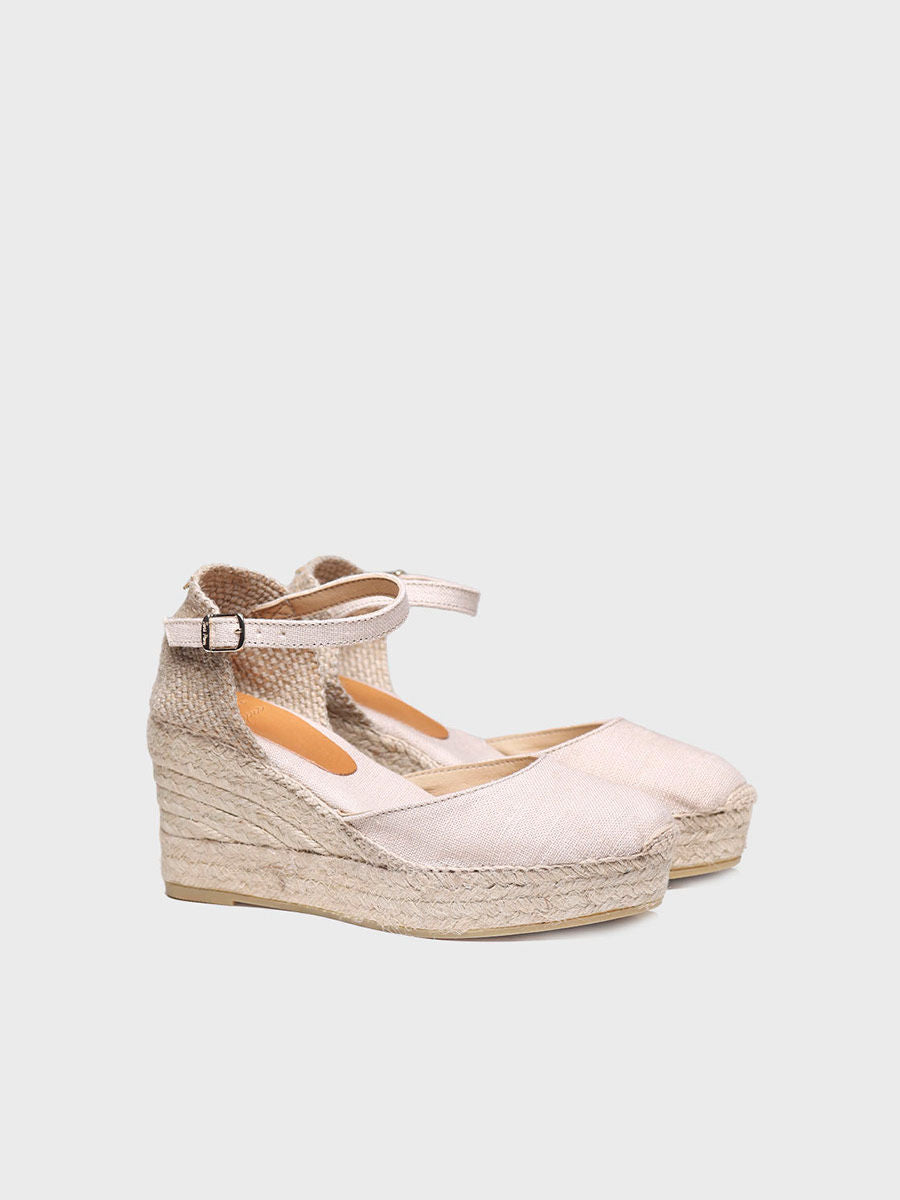 Women's linen wedge espadrilles - LAIA-NT-STONE