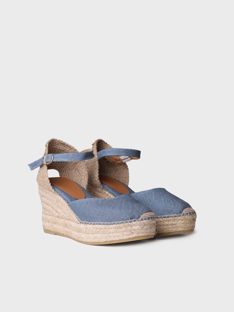 Women's linen wedge espadrilles - LAIA-NT-JEANS