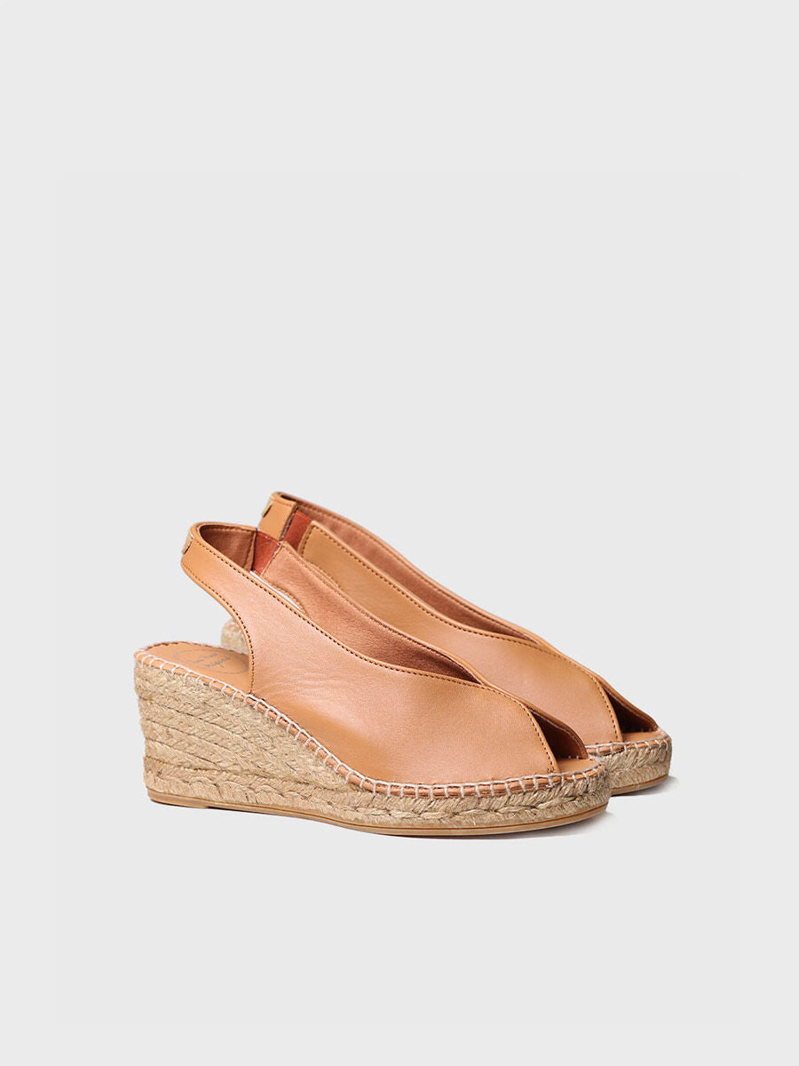 Wedge espadrilles peep toe style - LAILA-P-TAN