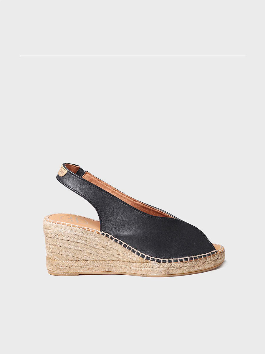 Wedge espadrilles peep toe style - LAILA-P-BLACK