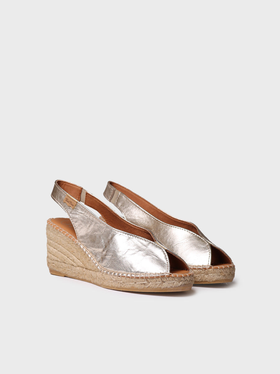 Wedge espadrilles peep toe style - LAILA-P-PLATINUM