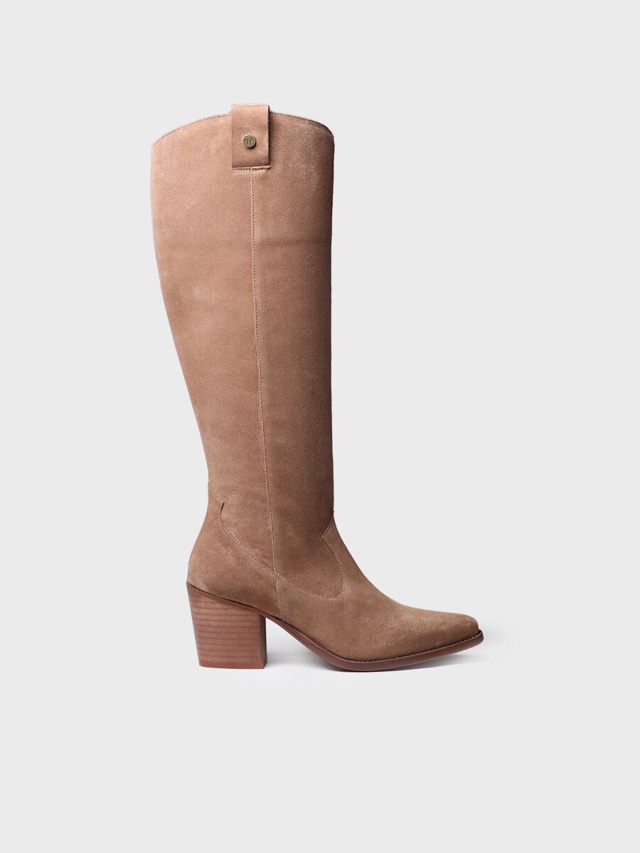 Women's High Boot in Suede in Coffee - LYNN-SY