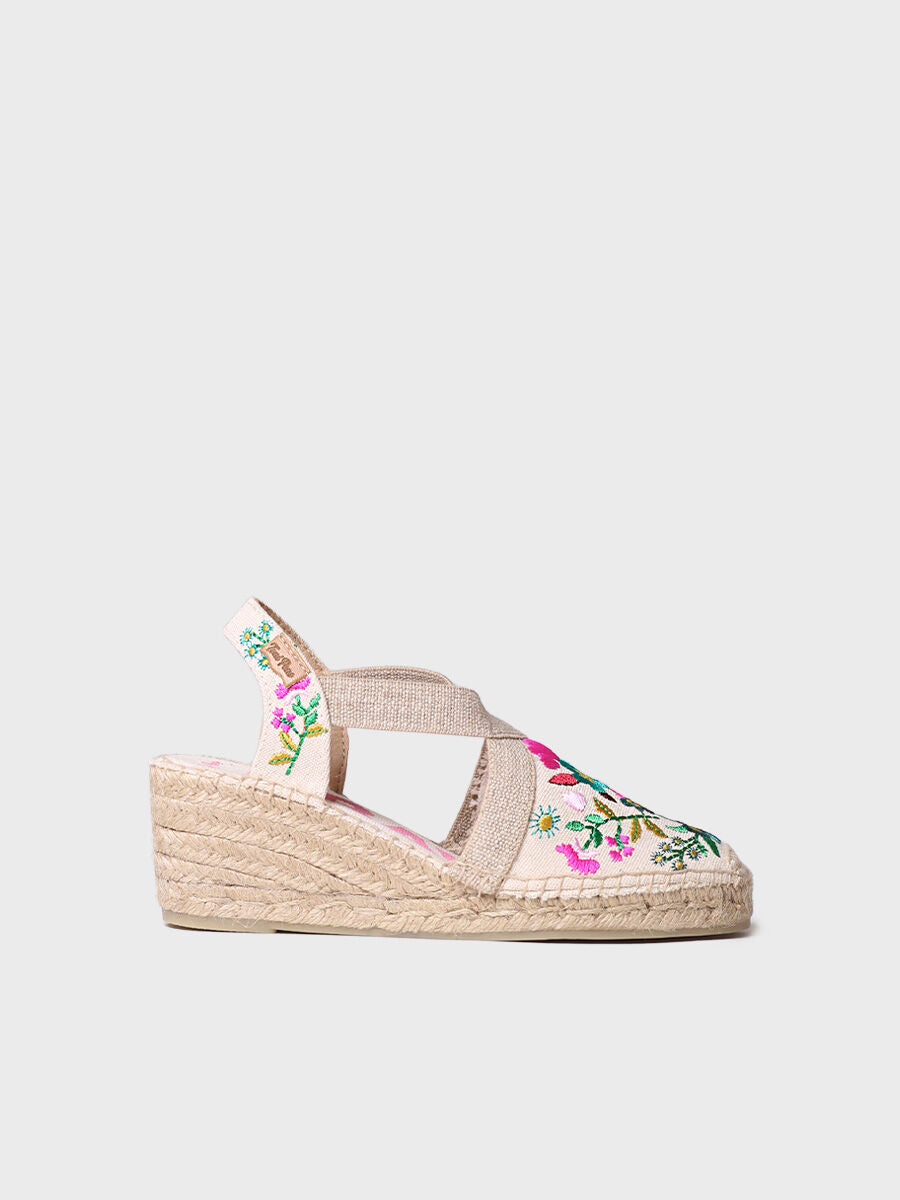 Women's wedge espadrilles with MULTIcoloured embroidery - MONTJOI-FLORAL