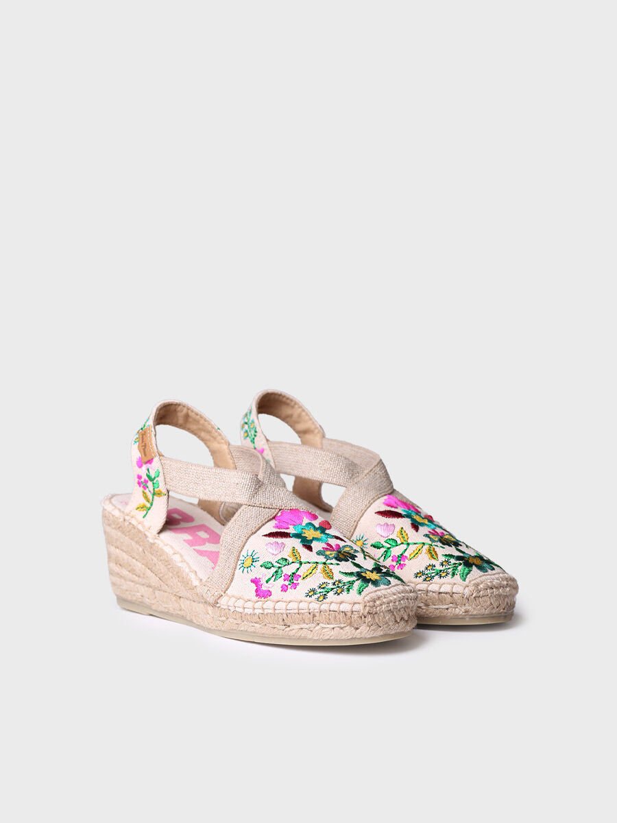 Women's wedge espadrilles with MULTIcoloured embroidery - MONTJOI-FLORAL